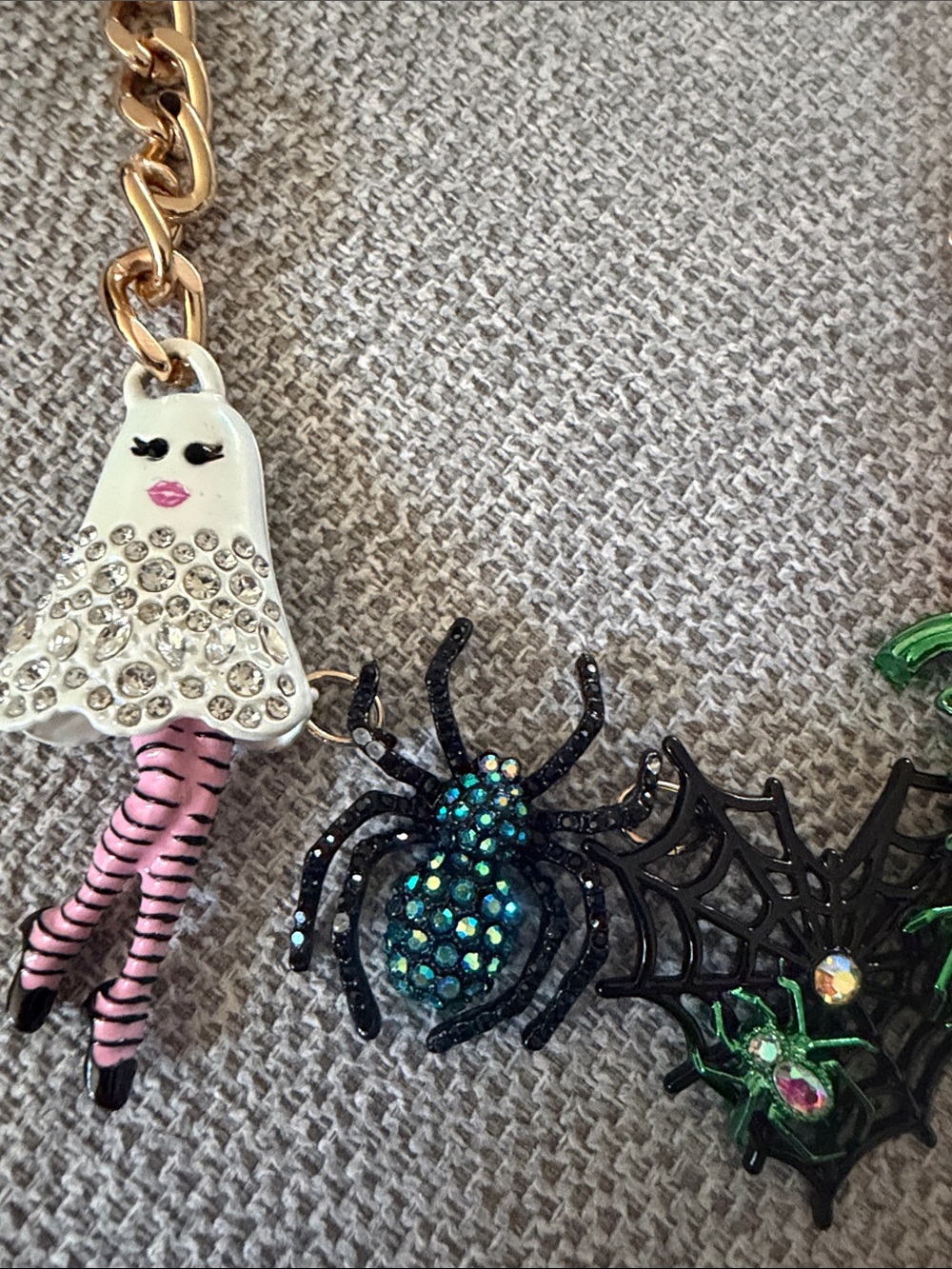 Betsey Johnson Gold Halloween Charm Necklace with Orange, Black & White Accents - Picture 3 of 6